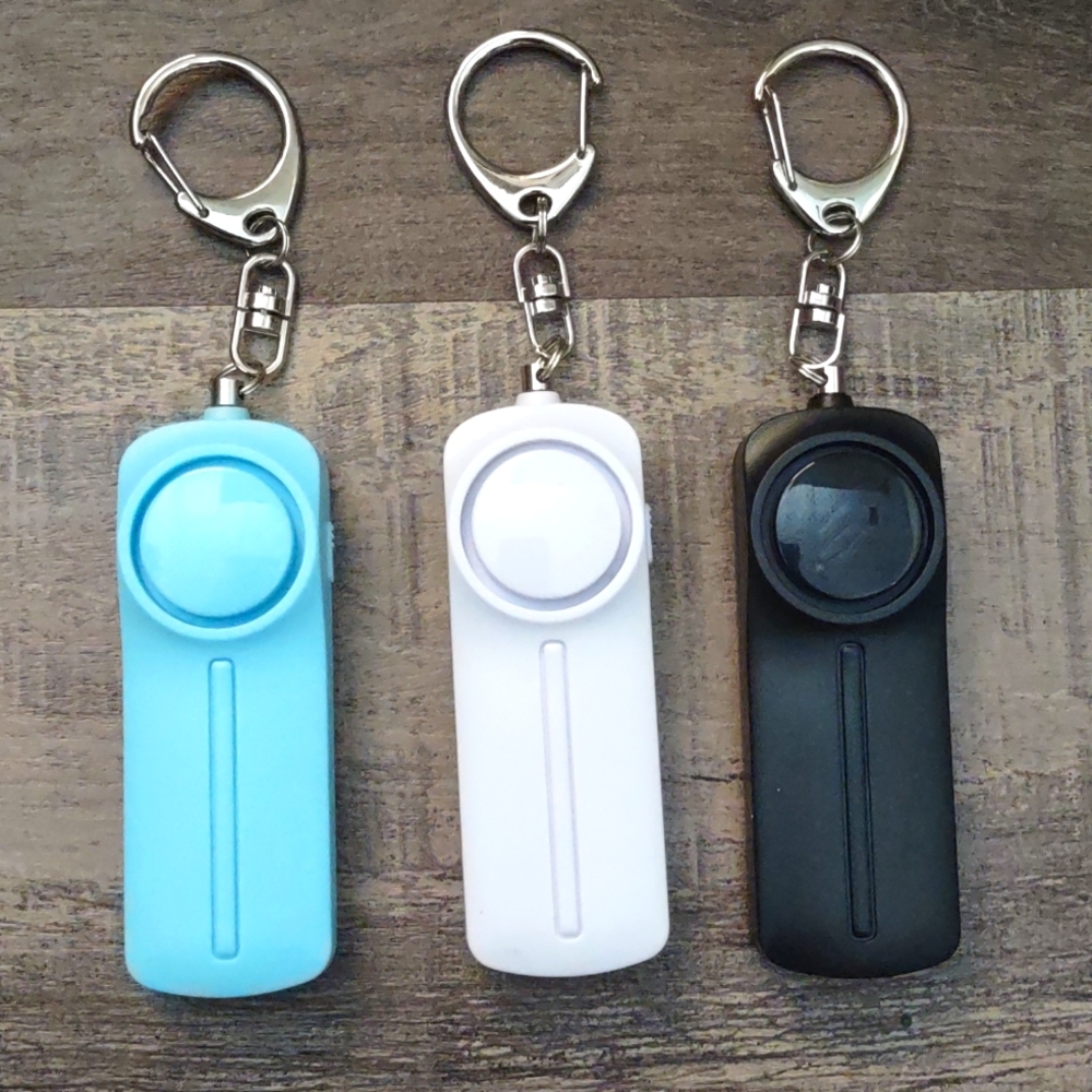Three keychain alarms with led flashlight